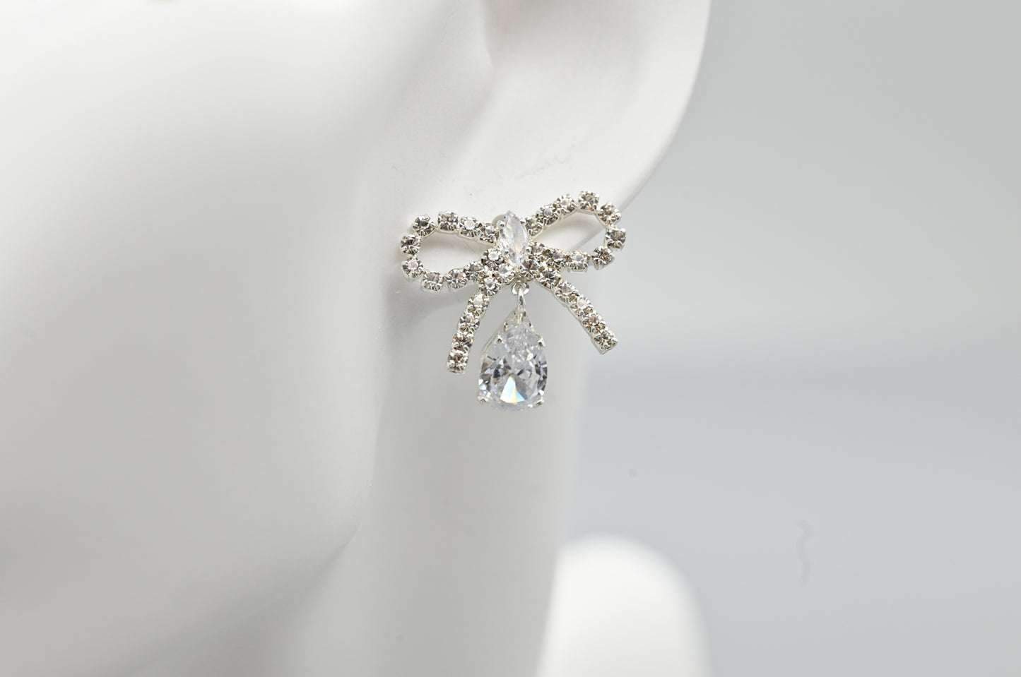 Bow and Teardrop Crystal Earrings
