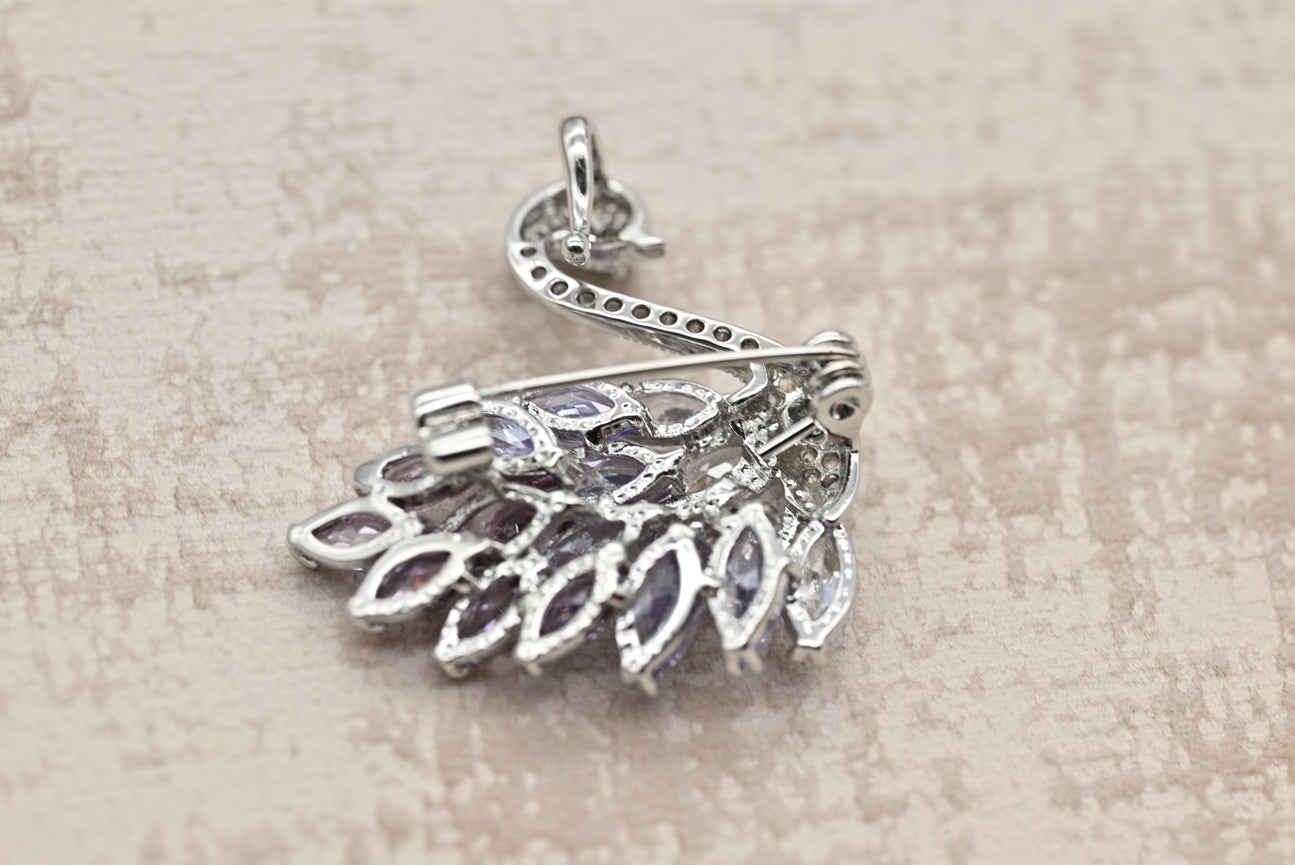 Elegant Lavender Swan Brooch