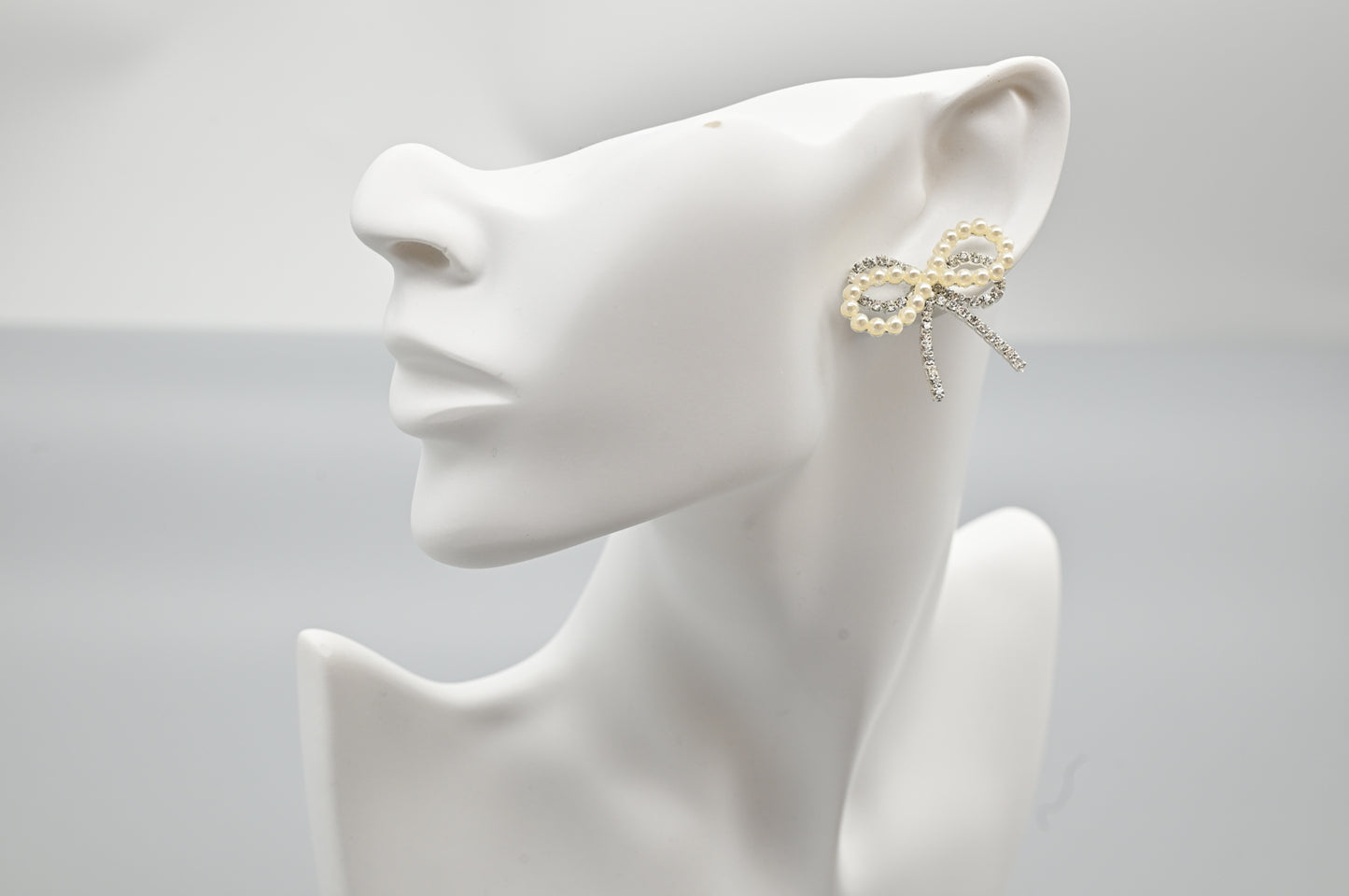 Pearl and Crystal Bow Earrings