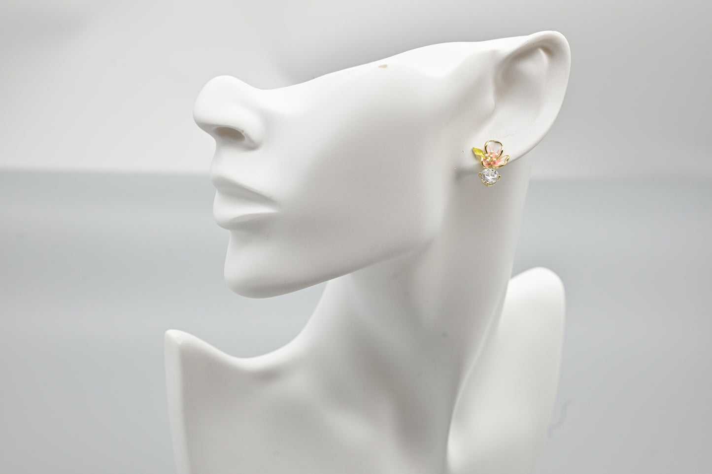 Floral Stud Earrings with Crystal Accents