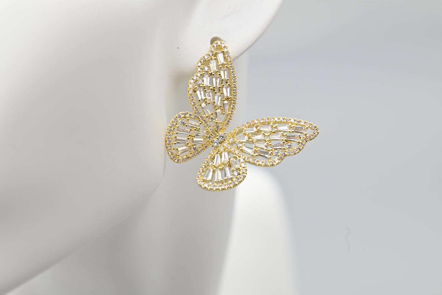 Gold and Clear Crystal Butterfly Earrings