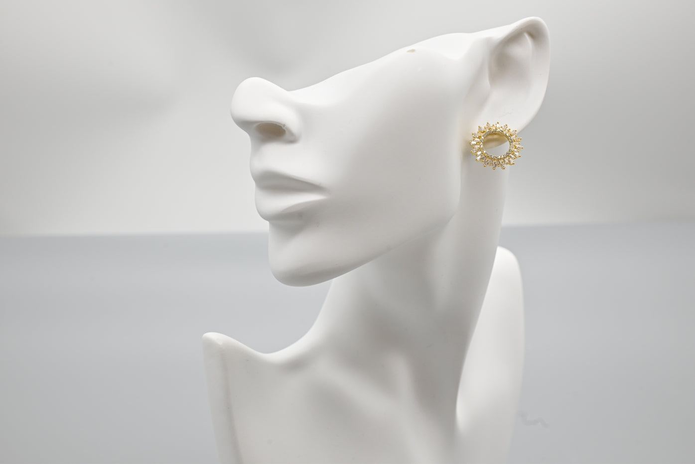 Stunning Gold-Plated Cubic Zirconia Sunburst Stud Earrings