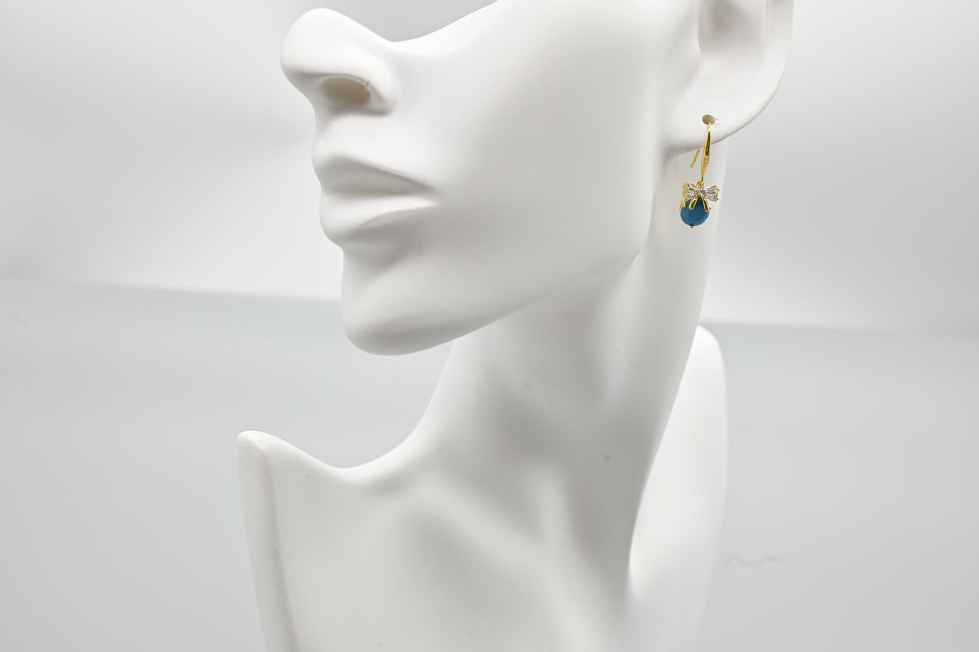 Turquoise Bow Drop Earrings