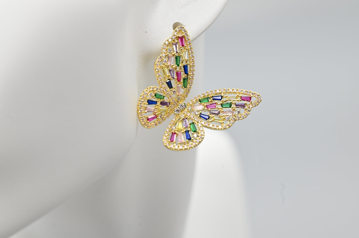 Multicolored Crystal Butterfly Earrings