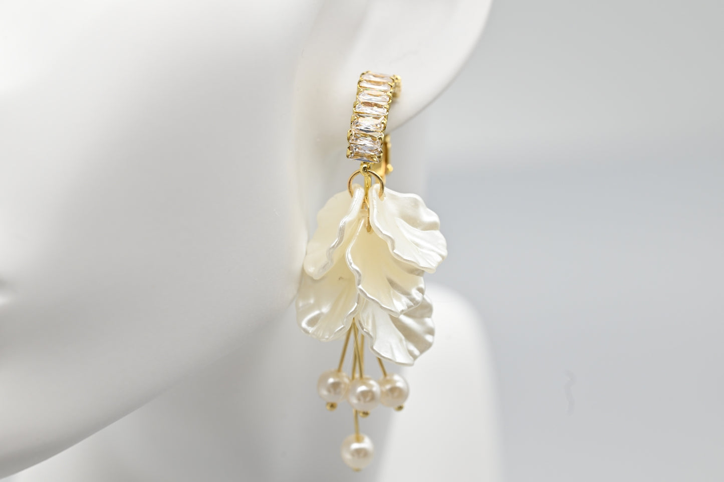 Pearl and Leaf Drop Earrings