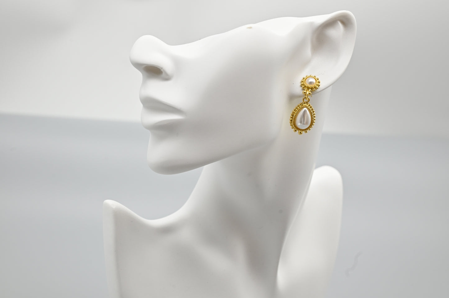 Gold and Pearl Teardrop Earrings
