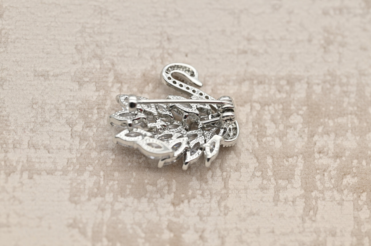 Elegant Crystal Swan Brooch