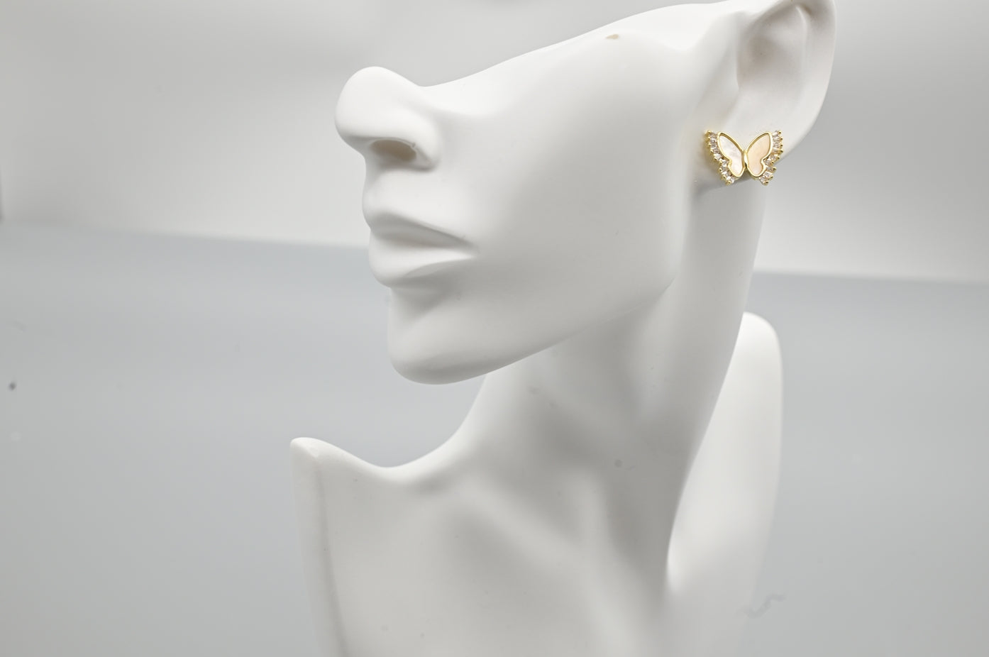Delicate Gold-Plated Mother of Pearl Butterfly Stud Earrings