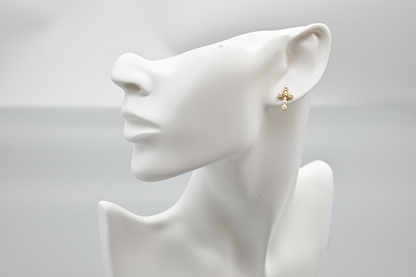 Elegant Pearl and Crystal Cross Earrings