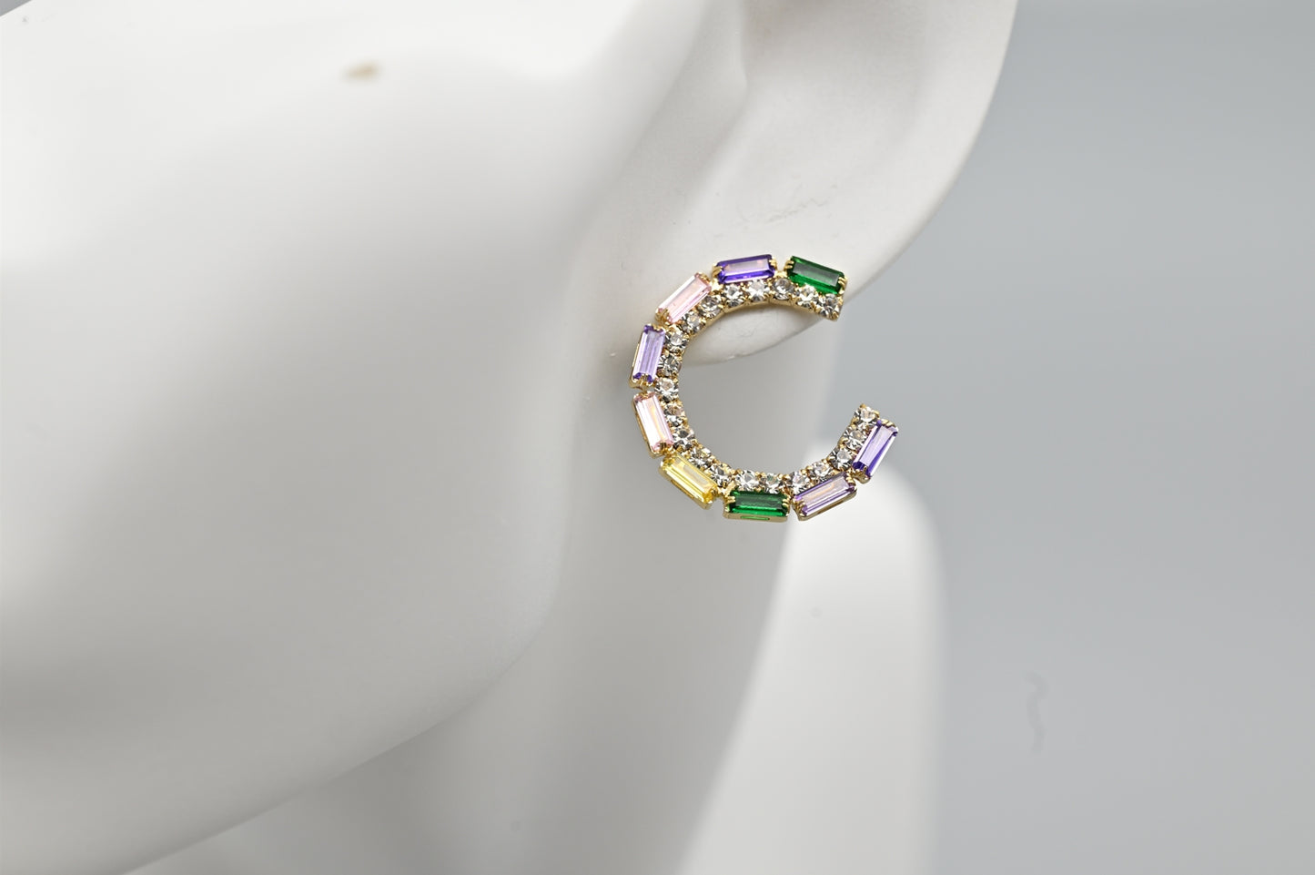 Multicolored Crystal Hoop Earrings