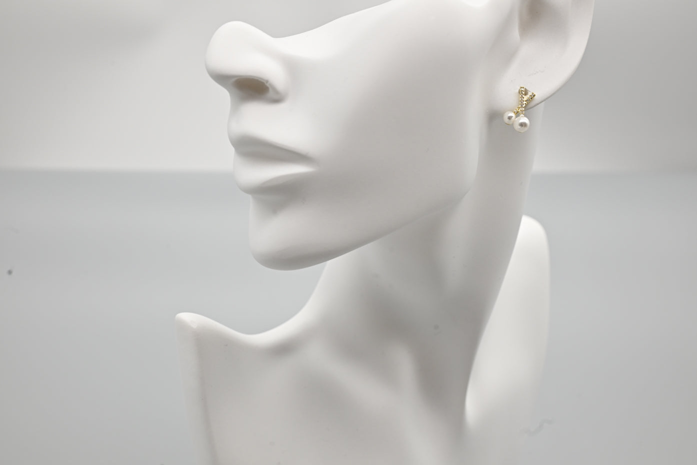 Stylish Gold-Plated Faux Pearl and Cubic Zirconia Cross Stud Earrings