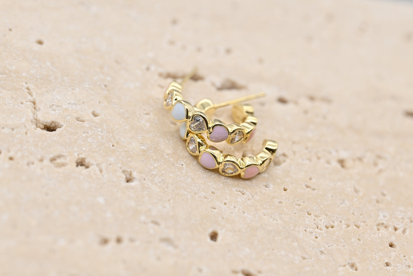 Gold-Plated Heart Hoop Earrings