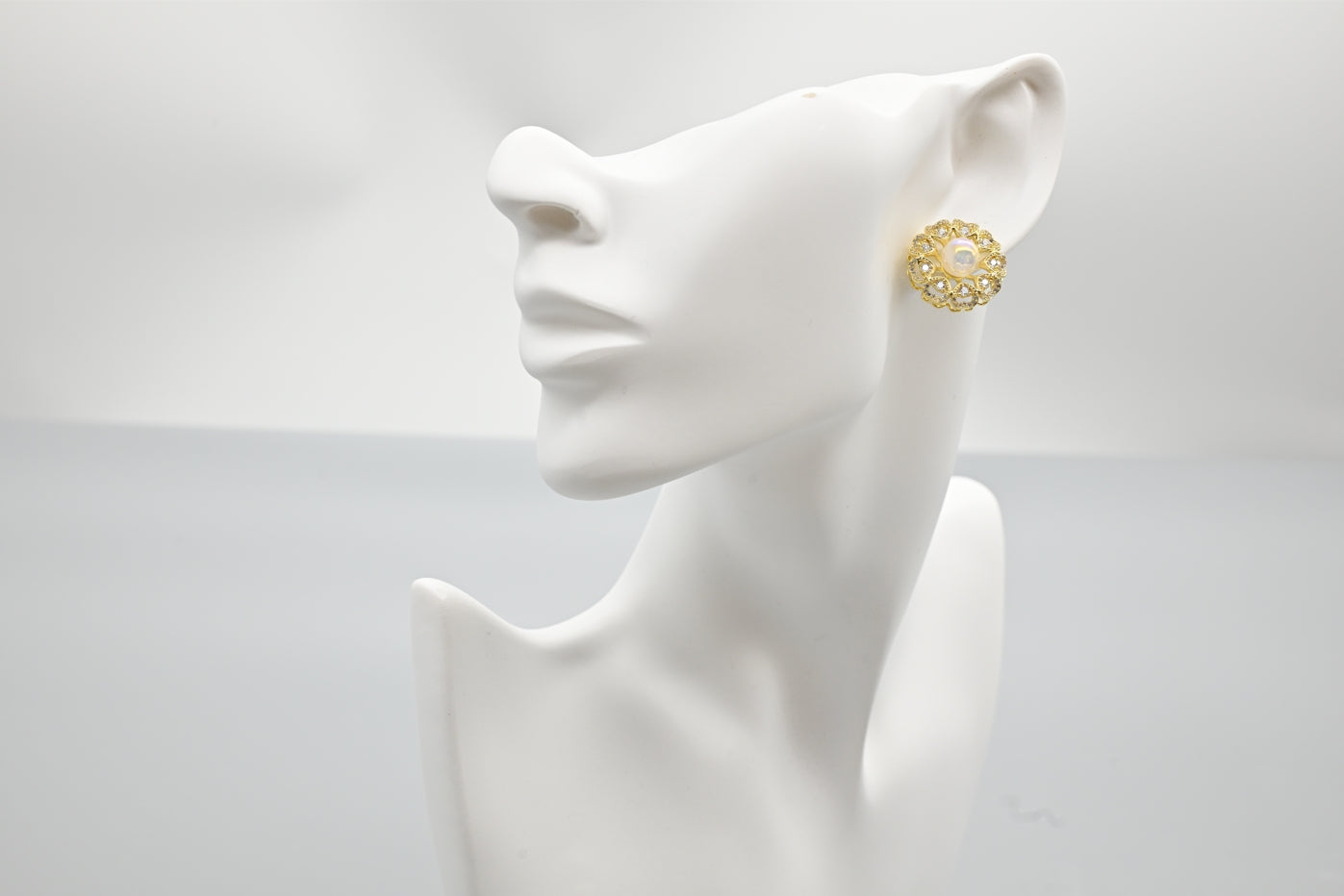Charming Gold-Plated Faux Pearl and Cubic Zirconia Stud Earrings
