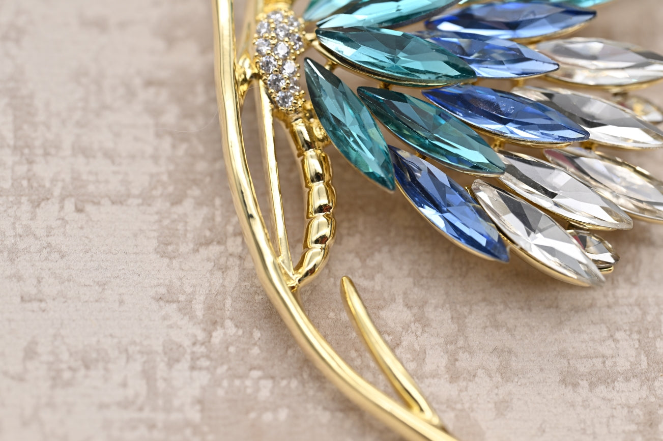 Stunning Crystal Feather Brooch