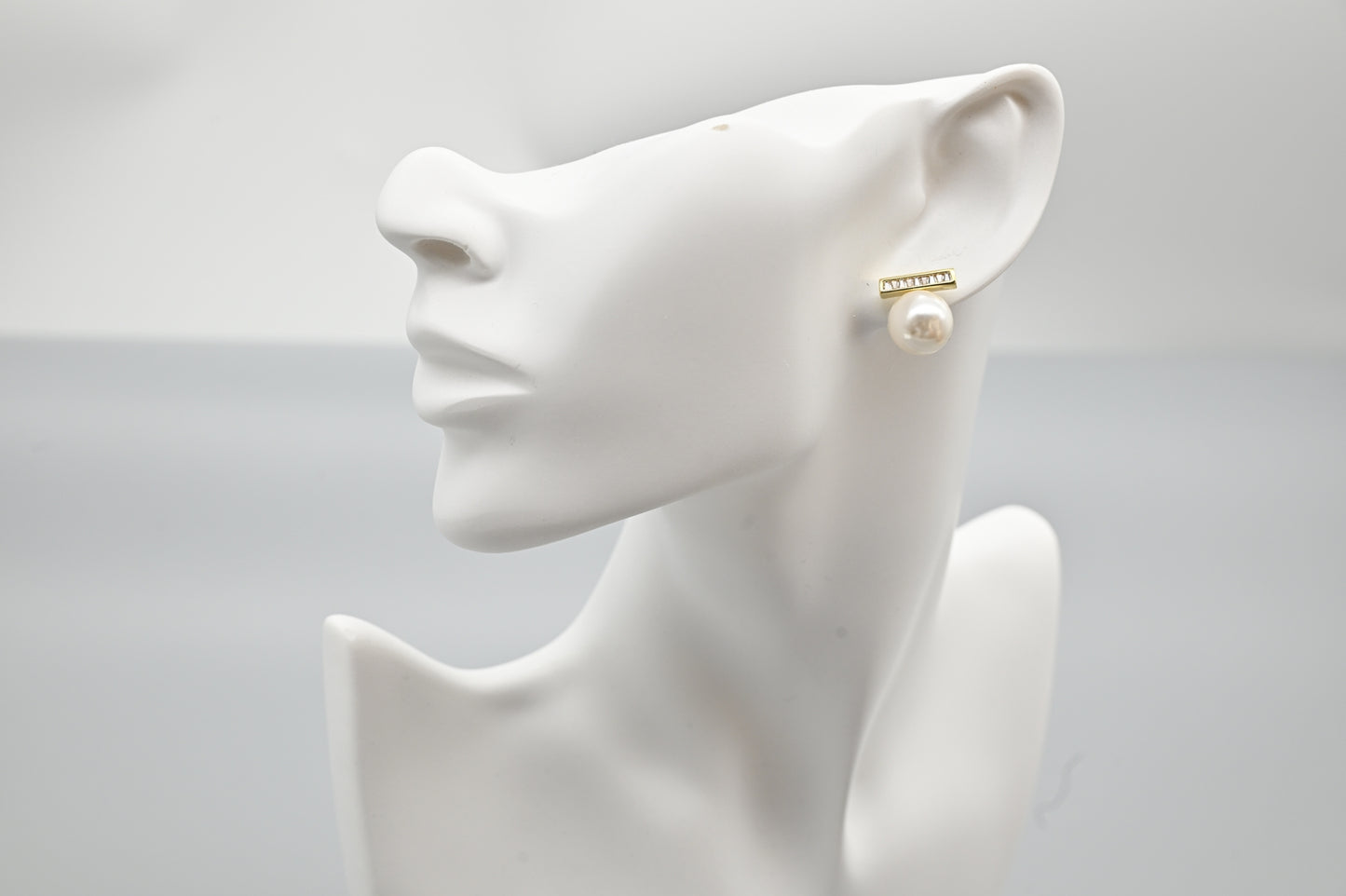 Pearl and Crystal Bar Earrings