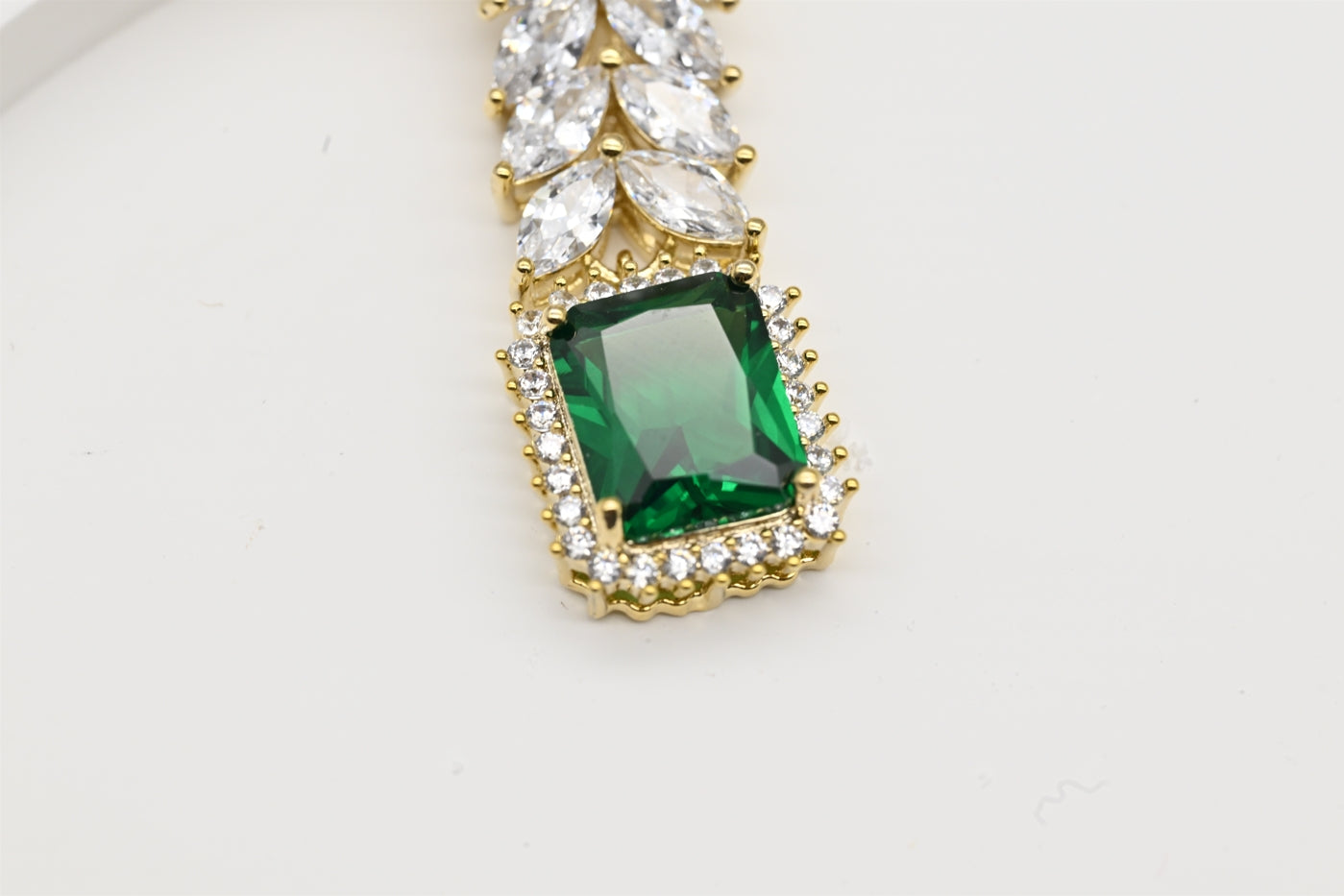 Emerald Majesty Cubic Zirconia Drop Earrings