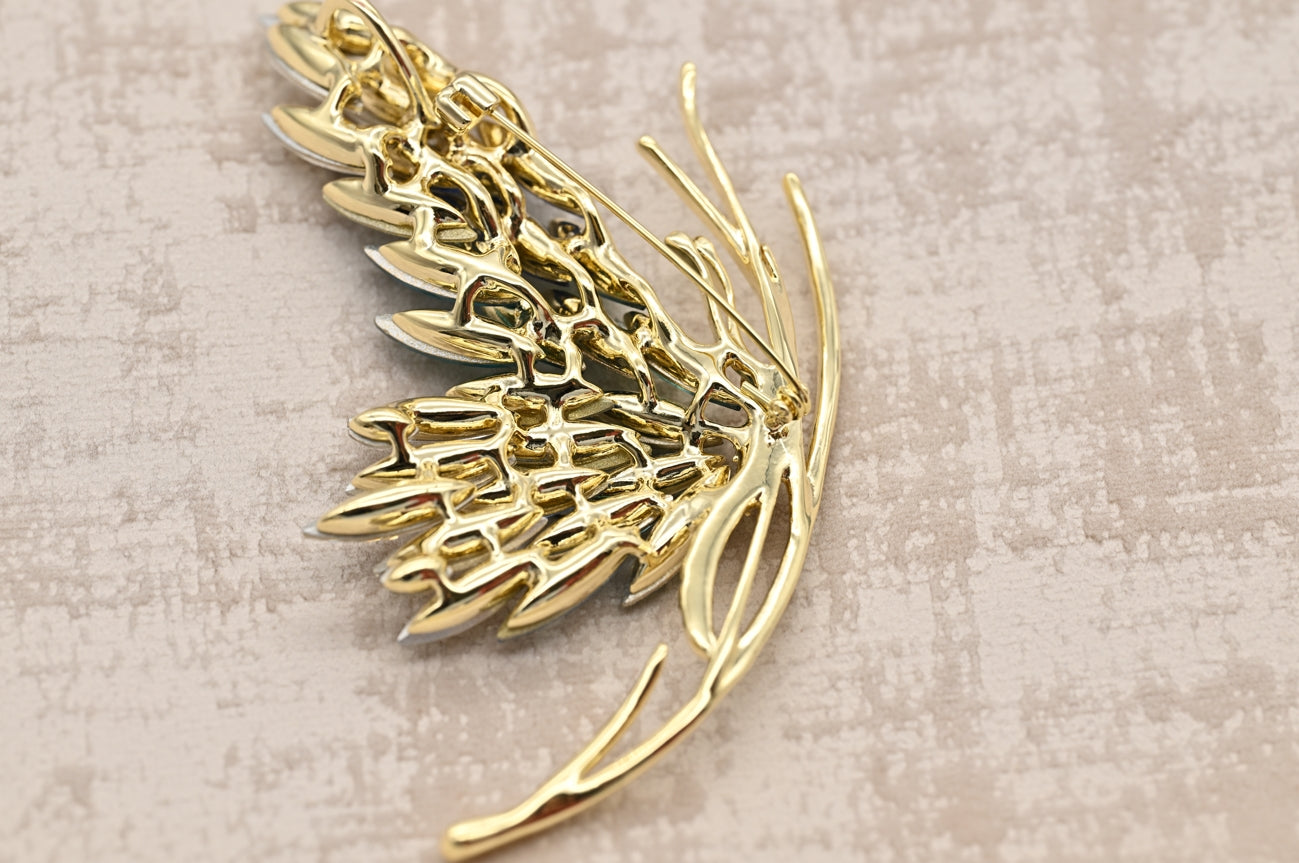 Stunning Crystal Feather Brooch
