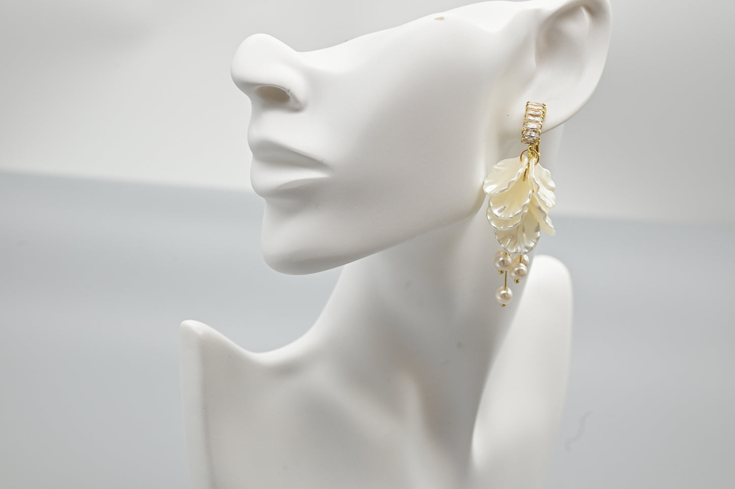 Pearl and Leaf Drop Earrings