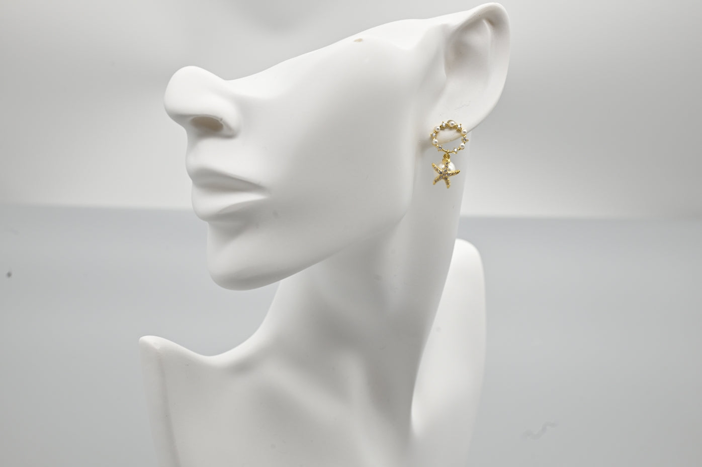 Starfish and Seashell Charm Earrings with Faux Pearls