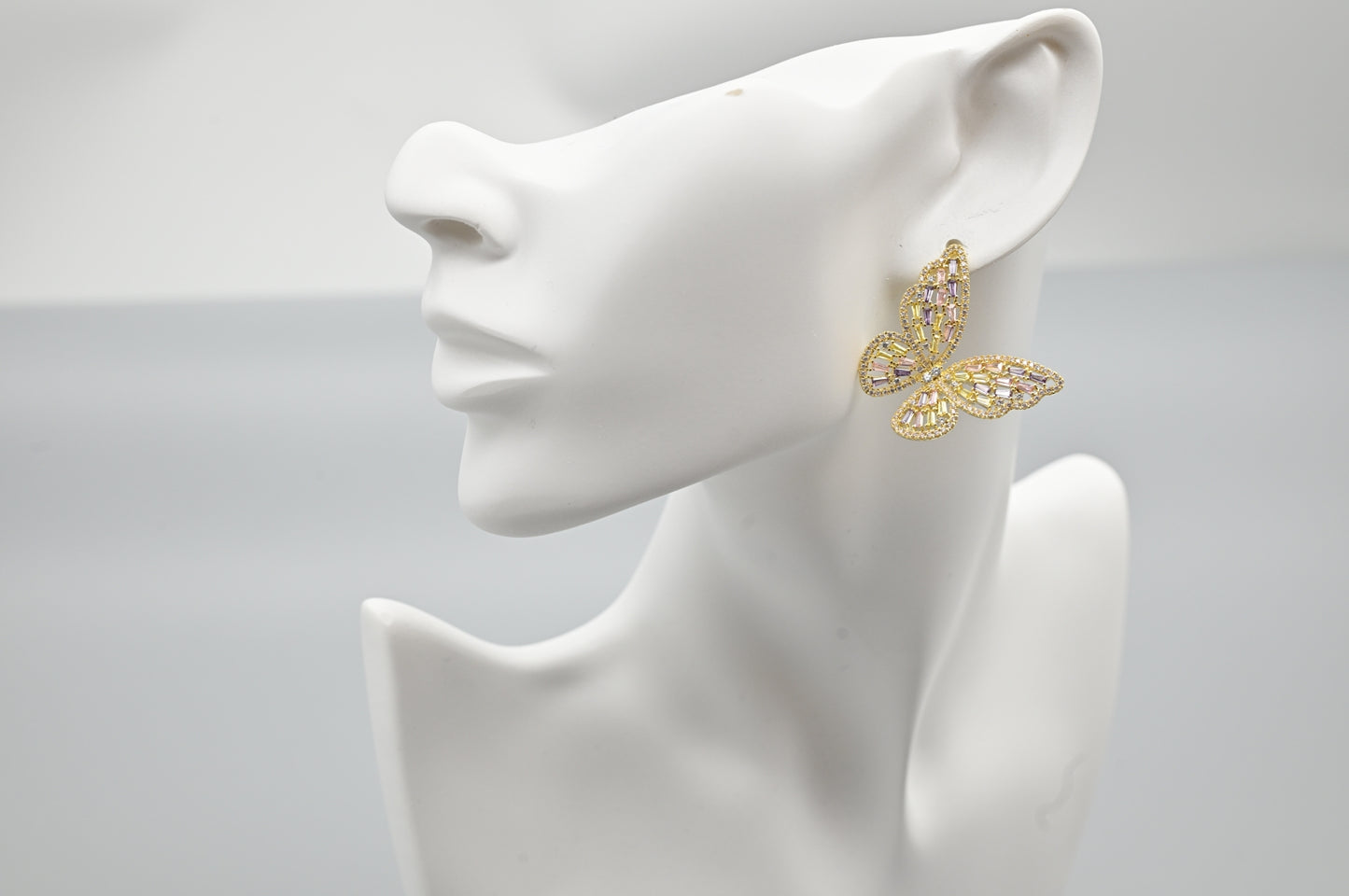 Gold and Pastel Crystal Butterfly Earrings