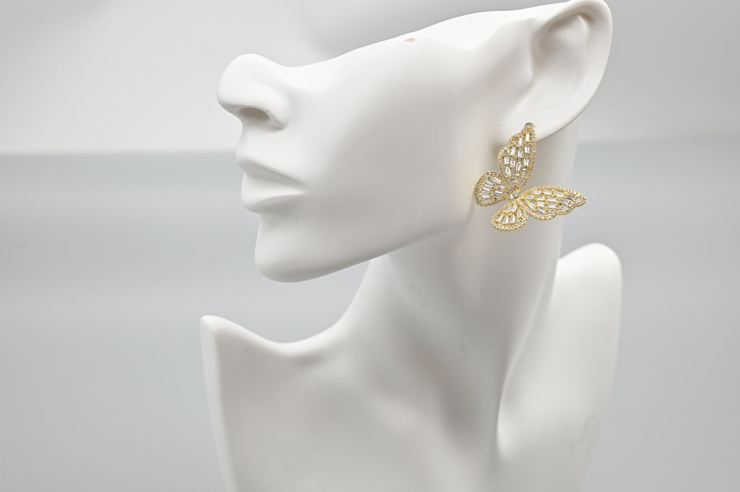 Gold and Clear Crystal Butterfly Earrings