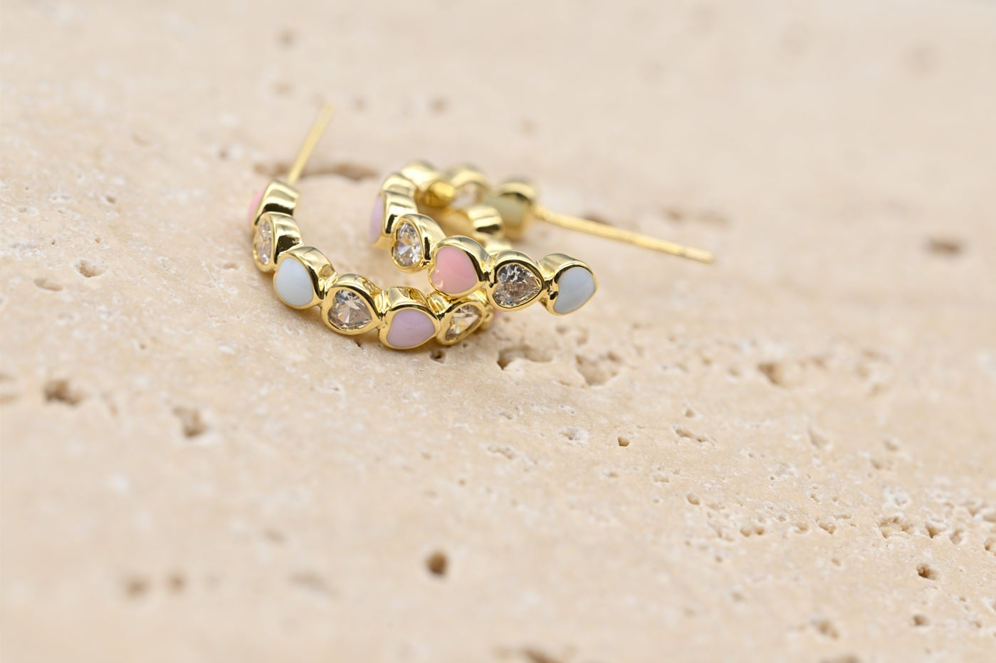 Gold-Plated Heart Hoop Earrings