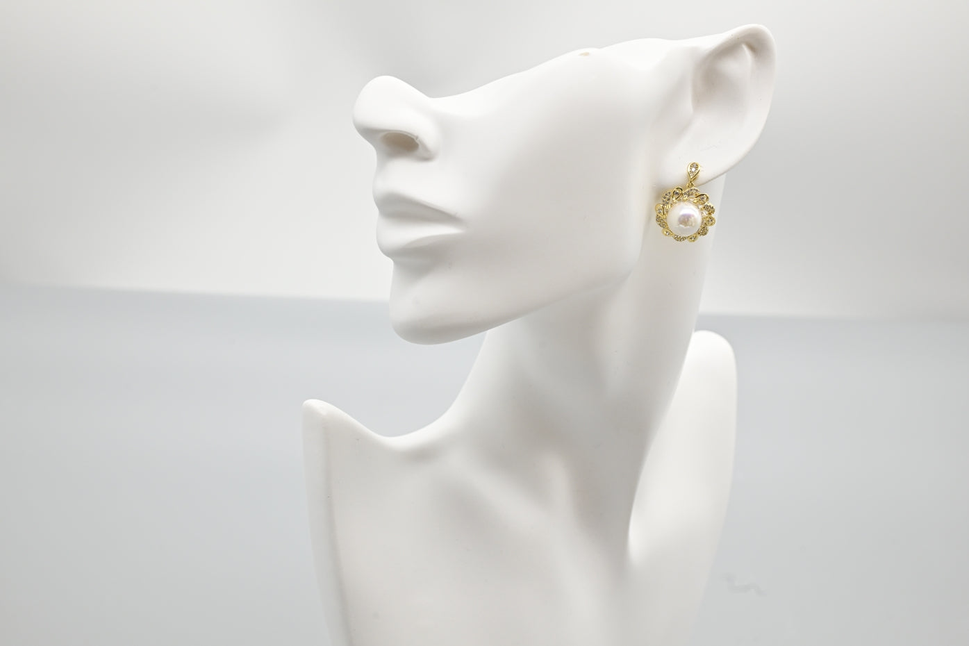 Elegant Gold-Plated Faux Pearl and Cubic Zirconia Drop Earrings