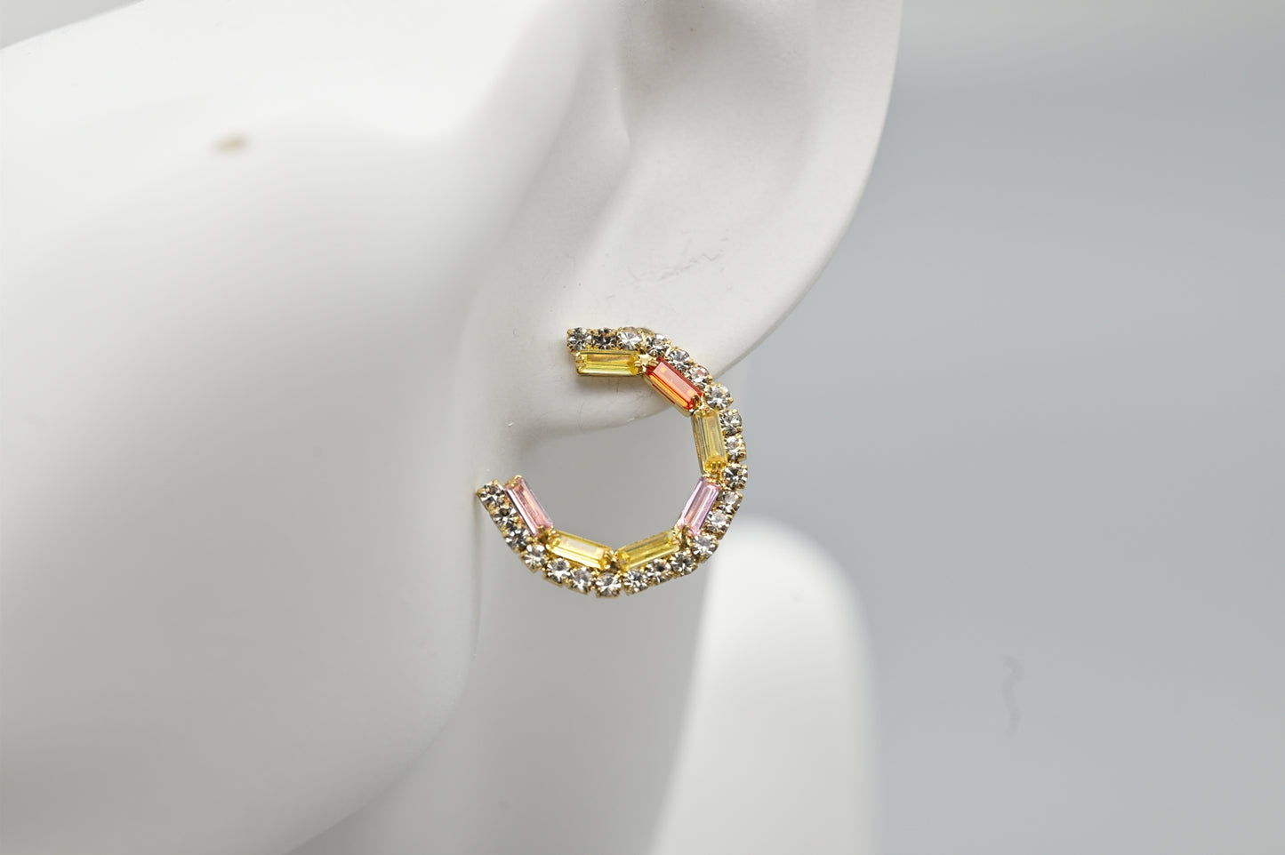 Multicolored Crystal Hoop Earrings
