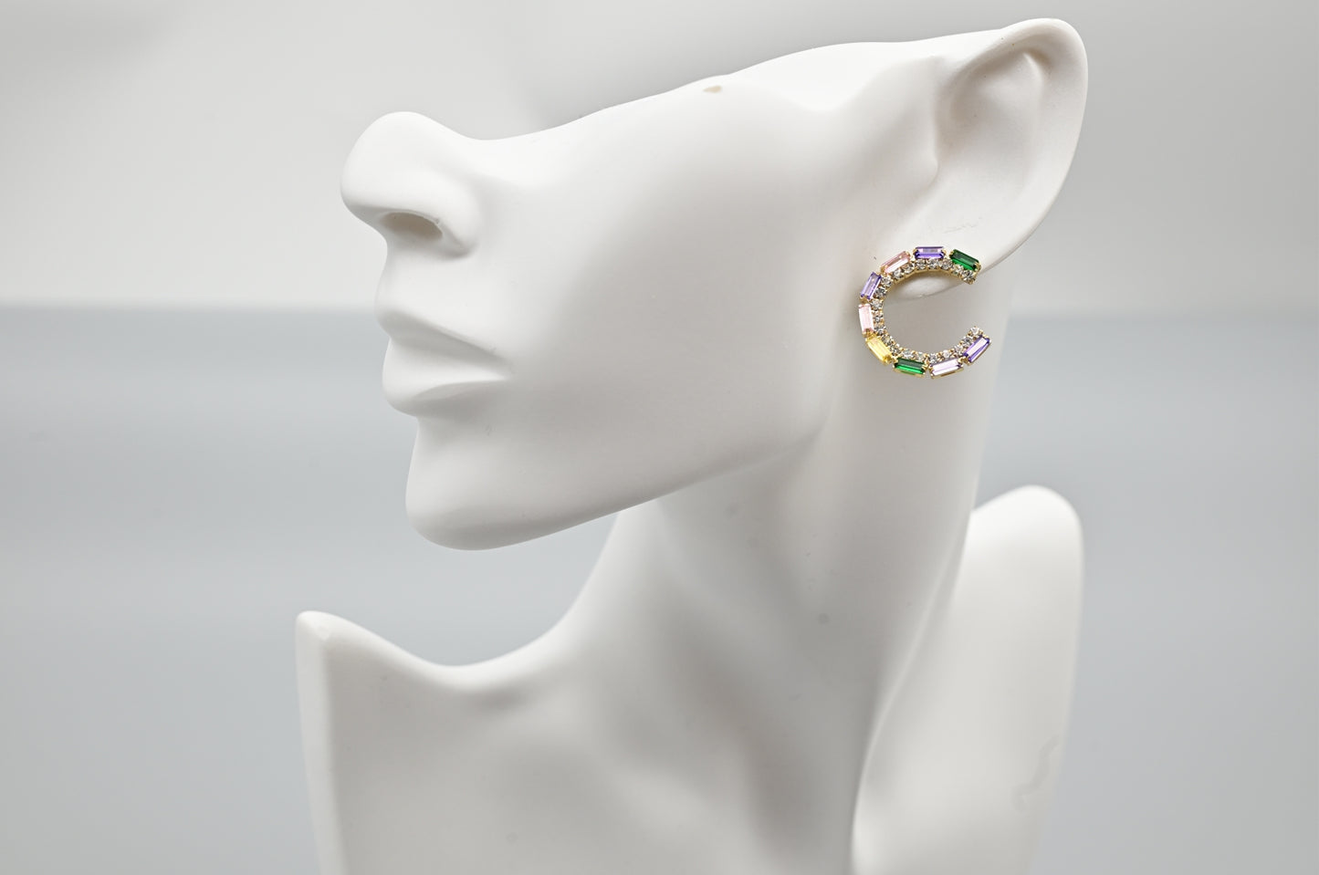Multicolored Crystal Hoop Earrings