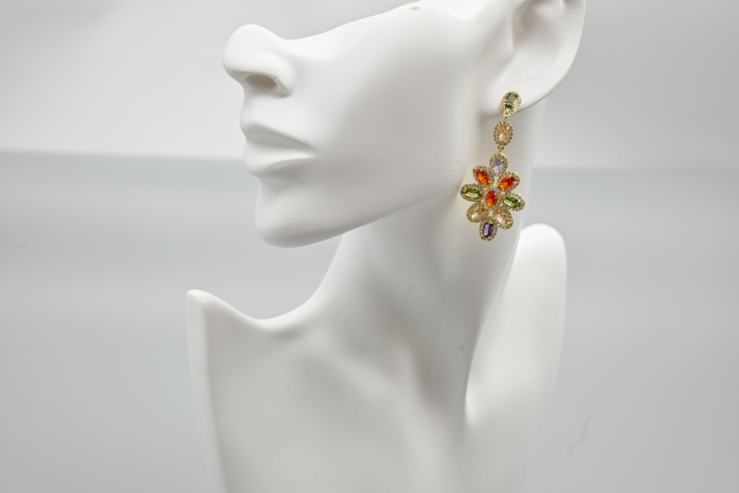 Colorful Gemstone Floral Earrings